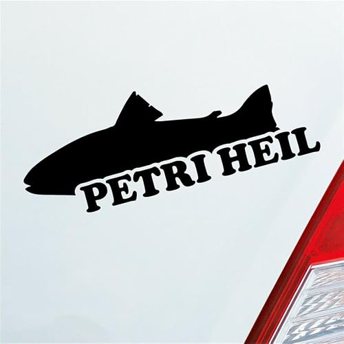 Hellweg Druckerei Petri HEIL Gruß Angler Fischer Angeln Auto Aufkleber Sticker Heckscheibenaufkleber