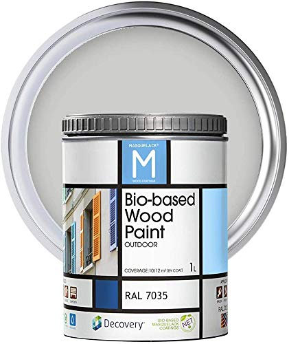 Impregnante per Legno Esterno - Grigio - RAL 7035-1 Litro - Protegge dall'Acqua, Umidità e Raggi UV - Vernice Naturale ad Alta Copertura e Rifinitura Semi Opaca - Asciugatura Veloce