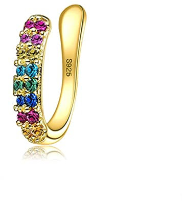 YQHWLKJ 925 Silber Ohrclips Für Frauen Stern Feder Zirkone Schmuck Ohrstulpen Sterling Silber Ohrring-PTEE0507,Wie abgebildet