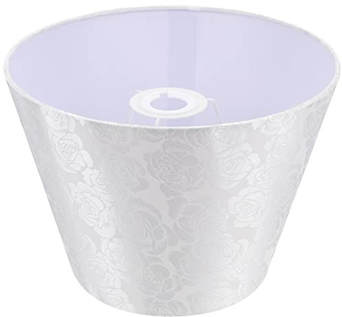 Lurrose Jacquard Lampenschirm Stoffschirm Ersatzschirm Mit Rosenmuster Stickerei Für Tischlampe Stehlampe E27 E14 Weiß