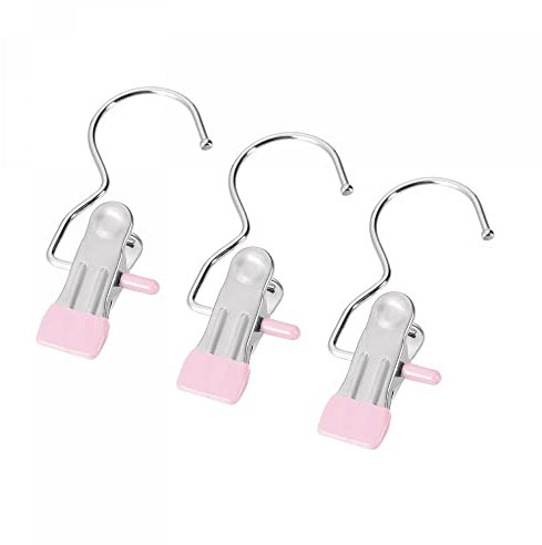 sourcing map Lot de 12 pinces à linge avec crochet en métal chromé Rose 114 mm