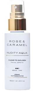 Rose & Caramel Nudity Aqua Face Tanning Water - Gradual Self Tanner for Medium to Dark Skin Tones, 50ml
