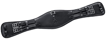Sunride Kurzgurt Monaco für Pferde aus weichem Echtleder mit D-Ring für Hilfszügel (60 cm, schwarz)