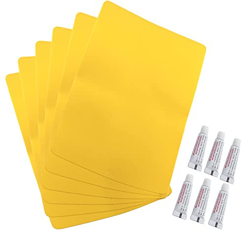 Medifier PVC-Reparatur-Set für aufblasbare Boote, strapazierfähig, mit Kleber, 185 mm x 125 mm, Gummiboot, wasserdicht, selbstklebend, Reparatur-Set für aufblasbares Boot, Kanu, Kajak, Gelb, 6 Stück