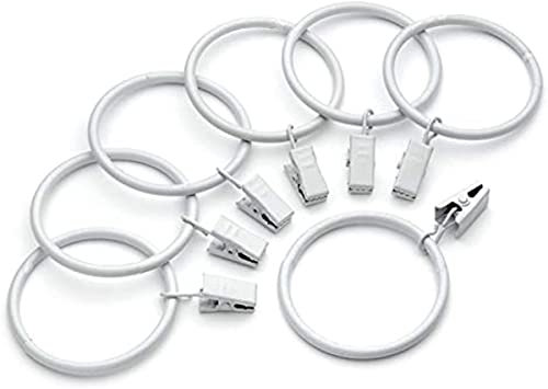 20pcs Blanc Anneaux de Rideaux avec Pinces Metal Rideau Clips Crochet, Anneaux de Rideaux Blancs Vintage, Résistants à la Rouille