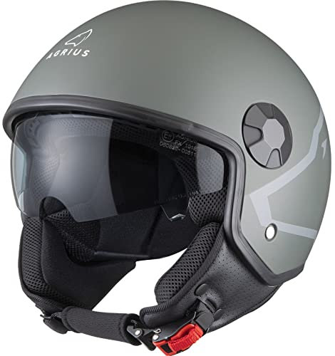 Agrius Score Shield Open Face Motorcycle Helmet M Matt Grey