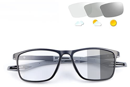 Vepiant Photochromic Progressive Multifocus Spring Hinges Reading Glasses UV400 Protection Multifocal Transition Sunglasses Blue Light Blocking Computer Eyeglasses Anti UV Sun Readers Trifocal Shades