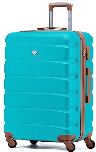 Flight Knight Lightweight 4 Wheel ABS Hard Case Medium Suitcase Approved for Over 100 Airlines Including easyJet, British Airways, Ryanair, Jet2, Emirates & Many More - Check-in Medium Size 25