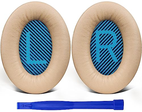 SoloWIT Lambskin Earpads Cushions for Bose Headphones, Replacement Ear Pads for Bose QuietComfort 15 QC15 QC25 QC2 QC35/Ae2 Ae2i Ae2w/SoundTrue & SoundLink Around-Ear Series - Brilliant Beige