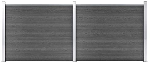 BaraSh Zaunelement Set WPC 353x146 cm Schwarz Zaun Sichtschutz Zaunelemente Sichtschutz Gartenzaun Aus Metall Sichtschutz Garten