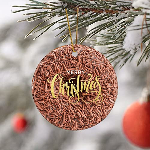 Runde Keramik Weihnachtsschmuck Frohe Weihnachten Donut Dessert Essen Weihnachtsbaum Ornamente für Neujahr Xmas Geburtstag Geschenke Elegant Urlaub Andenken Heimdekoration
