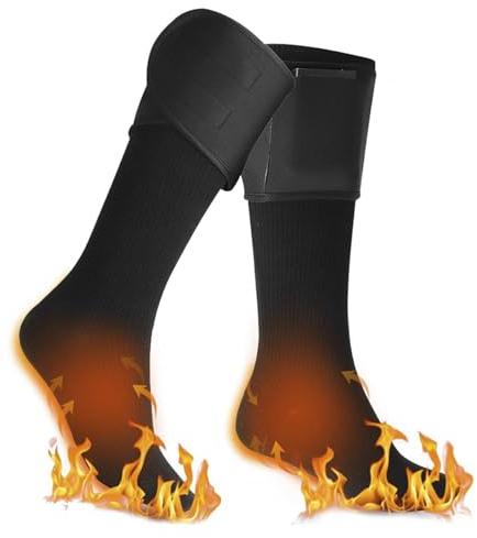 Heated Socks Men Women Electric Heating Socks Battery Powered Cold Weather Thermal Socks Foot Warmers Winter Warm Thicken Cotton Socks for Hunting Camping Hiking Riding Motorcycling (Without Battery)