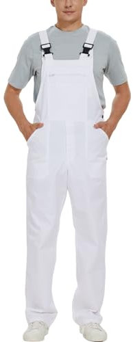 WORK IDEA Salopette da lavoro da uomo, Multi Pocket Technology, bianco, L