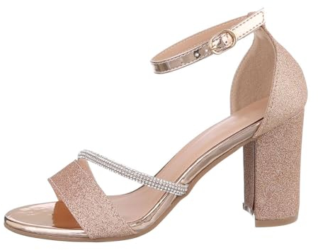 Ital Design Damenschuhe Sandalen & Sandaletten High-Heel Sandaletten, C-31-, Kunstleder, Roségold, Gr. 38
