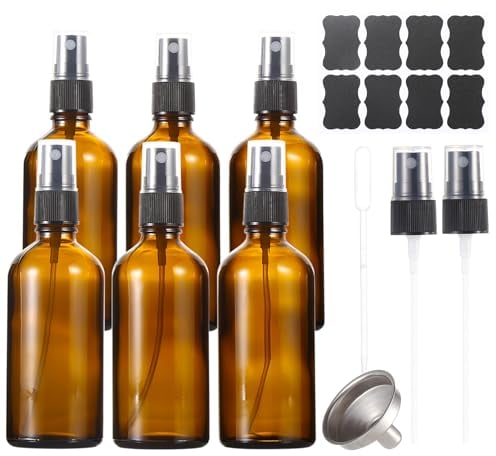 ALIFEIA Juego de 6 botellas de perfume de 100 ml de cristal ámbar