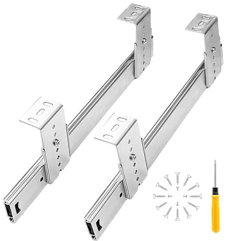 Heavy-Duty Drawer Slides Rails 30cm 35cm 40cm Under Desk Keyboard Tray Guides, 1 Pair Silver, with Height-Adjustable Brackets, for Home Kitchen Garage Sliding Shelf Runners