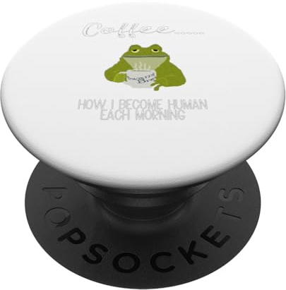 Kaffee Wie ich jeden Morgen Mensch werde Lustiger schläfriger Frosch PopSockets mit austauschbarem PopGrip