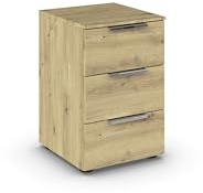 Rauch Möbel Flipp, Nachttisch, Farbe Eiche Artisan, Maße 40x61x42 cm | Nachtkommode, 3 Schubladen, Soft-Close-Funktion, für Schlafzimmer, Kinderzimmer, Jugendzimmer, Gästezimmer
