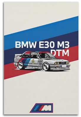 YRNQ Klassisches Rennauto E30 M3 DTM Sportwagen-Kunstwerk, dekoratives Gemälde, Leinwand, Wandkunstwerk, Bild, 50 x 75 cm