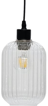 firstchoicelighting Glass Easy Fit Ceiling Lightshade or Pendant Shade, Clear Ribbed Glass, Height 18cm Diameter 14cm