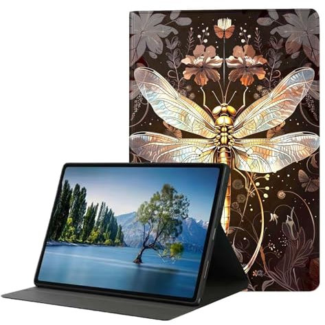 DHEEBFWE for iPad 9th/8th/7th Generation 10.2 Inch Case 2021/2020/2019,Premium Leather Folio Stand Auto Wake/Sleep,Multiple Viewing Stand,Vintage Dragonfly Botanical