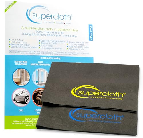 Supercloth - Weltberühmtes Haushalts-Reinigungstuch und Staubtuch, hergestellt in Italien, volle Größe, 2 Stück (5 Stück, 10 Stück ebenfalls erhältlich)