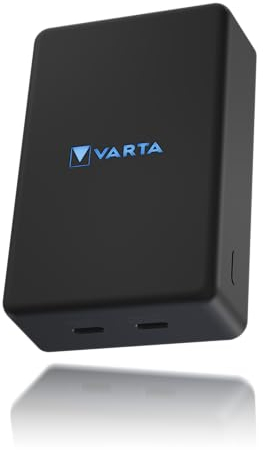 VARTA Power Bank 10.000mAh, magnetische kabellose Powerbank, Mag Pro Power on Demand, Wireless, 10W, Ladegerät mit USB Typ C, kompatibel mit MagSafe & Qi Standard (iPhones & Android), dunkelgrau