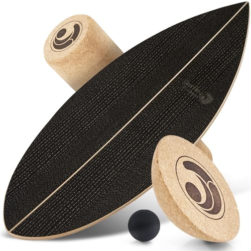 Balance Board [im Set mit App] Waveboard Wobble Board - Wackelbrett Balanceboards - Surf-Trainer Erwachsene & Jugendliche - Gleichgewichtstrainer Balance Board Kinder - Balance Board Holz