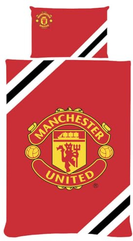 FOCO Offiziell lizenziertes Manchester United FC Fußball-Bettwäsche-Set für Einzelbett