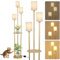 Rayofly Dimmbare Stehlampen für das Wohnzimmer, 3-Lichter moderne Stehlampe mit Regalen, Regal Stehlampe mit Leinenschirmen & 3-Wege-Fußschalter, Gold Stehlampen für Wohnzimmer Schlafzimmer Büro