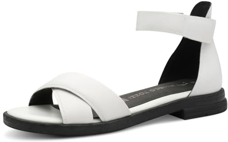 MARCO TOZZI Damen Sandalen flach aus Leder mit Klettverschluss