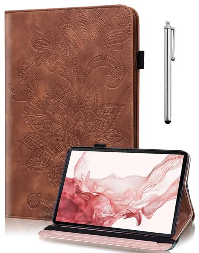 TUOLISG Schutzhülle für iPad Mini 7 A17 Pro, iPad Mini 7. / 6. Generation (8,3 Zoll 2024/2021), luxuriöse Schutzhülle aus PU-Leder mit Standfunktion und Eingabestift, Braun