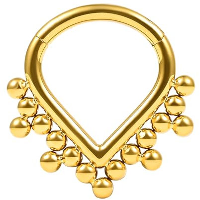 Vankula Septum Clicker Hinged Segmentring G23 Titanium 8mm 16g Nasenpiercing Ring Cartilage Rook Daith Tragu Piercing Schmuck für Frauen und Männer Gold Silber