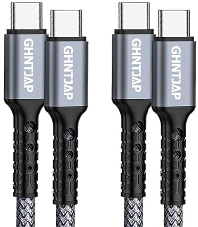 GHNTJAP USB C to USB C Cable 2M 2 Pack, USBC to USBC Cable, 60W Fast Charger PD Type C Cord Compatible with iPhone 16, Galaxy S24, MacBook Pro, Pixel, iPad, Switch