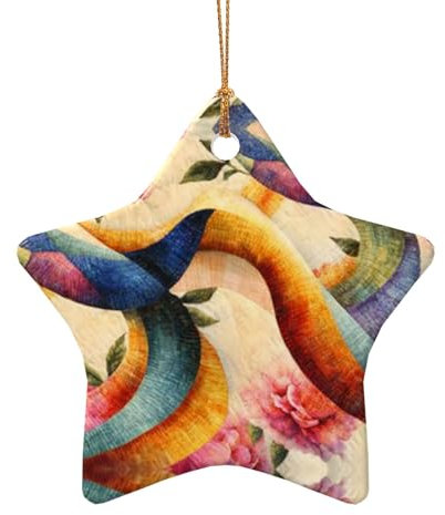 Schöne fließende Stoff-Weihnachtsanhänger, doppelseitiger Keramik-Weihnachtsanhänger zum Basteln, Weihnachtsanhänger, dekoratives Ornament mit Goldschnur