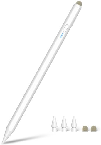 Pencil Pro per Apple iPad con Punta in Fibra, 2025 Upgrade Penna per iPad con 15Min Carica Rapida & Reiezione del Palmo & Inclinazione, Pencil per iPad 6-10, Air 3-5/M2, Mini 5-6, Pro 11/12.9/13/M4