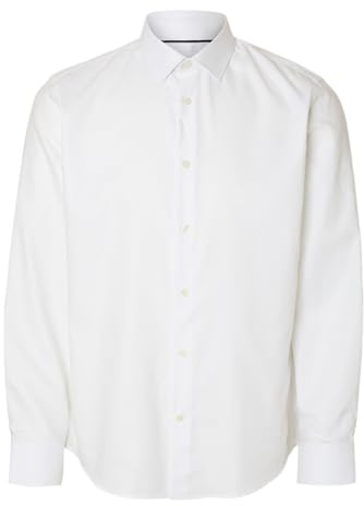 SELECTED FEMME Herren Slhslimclark Shirt Ls Noos, Bright White, M EU