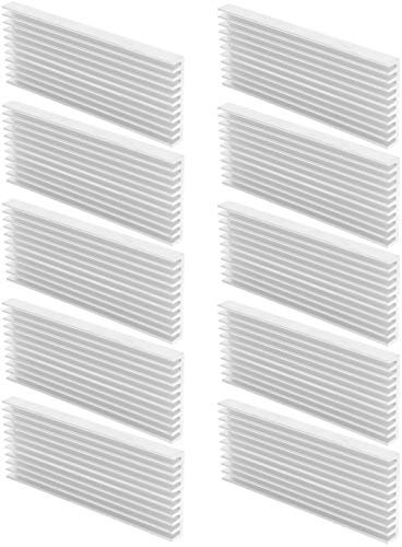 Kühlkörper, 10 Stück, Weißer Aluminium-Kühlkörper, 40 X 8 X 100 Mm, für Router-CPU-PCB, Effiziente Wärmeableitung mit Geschlitzten Feinen Zähnen, Computer-Kühlkörper