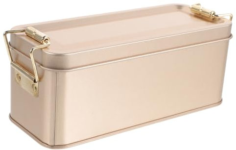 DECHOUS Rose Gold Rectangular Cookie Tin Box Iron Material Suitable for Biscuits Candy Snack Storage Gift Packaging Moderate Size