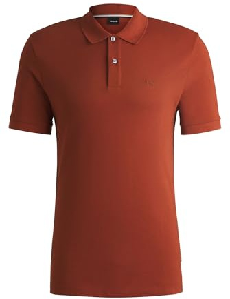 BOSS Herren Pallas Pallas Poloshirt aus Baumwoll-Piqué mit Logo-Details Dunkelorange M