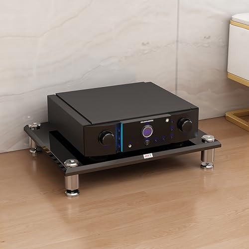 Media Storage Cabinet, Stereo Rack, and 1-4-Tier AV Media Stand, Corner TV Stand for Entertainment Center and Audio Equipment, small media console, small tv stands for living room(Black,63x48x12.5cm)