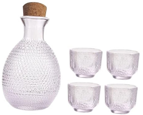 DimyFew Conjunto de Sake con 1 Botella Y 4 Tazas, Adecuado para Regalos, Style a