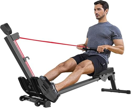 Máquina de Remo para casa, máquina de Remo Plegable, Monitor Profesional, Capacidad de Peso de 120 kg, fácil Montaje, máquina de Remo para Entrenamiento de Todo el Cuerpo