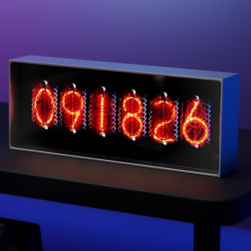 AYYDS LED Digital Clock, Digitaler Wecker mit Wetter, Tube Clock mit APP Steuerung, 5 Modi der Zeitanzeige, DIY Customized Photo Display, Digital Uhr Nachttisch Gaming Zimmer & Büro Dekor