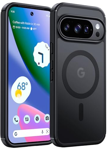 TAURI Hülle für Google Pixel 10/10 Pro 6,3 Zoll - Matte Schwarz | Kompatibel mit MagSafe und Pixelsnap, Transluzente Rückseite, Schutz nach Militärstandard, Stoßfest Magnetisch Handyhülle