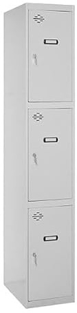 PROREGAL Spind AMEGO | HxBxT 180x30x50cm | 3 Abteile | Grundmodul | Grau-Grau | Schließfach Garderobe