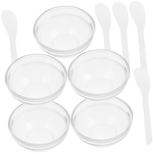 VILLCASE 5 Stück Glas Maskenschalen für Selbstgemacht Gesichtsmasken Geruchsneutral Kompakt und Tragbar Sicher für Ätherische Öle und Schönheitsanwendungen