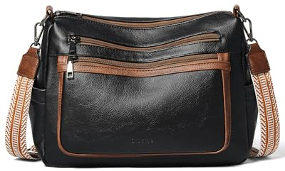 Bluome Umhängetasche für Damen, mittelgroße Handtaschen, lässige Handtasche und leichte Schultertasche aus PU-Leder mit verstellbarem Schultergurt