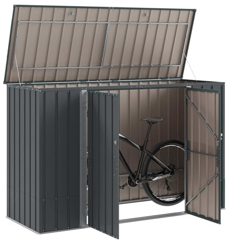 vidaXL Gartenlagerbox Schwarz 214 x 82 x 132 cm Stahl
