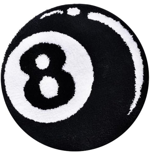 PLNVNVP Billard Teppich Kinderzimmer,Schwarzer 8 Ball Billard Teppich,Rund Billards Anti-Cashmere Teppichs, Kinderzimmer Stuhl Teppichs Badematte (60 x 60 cm)